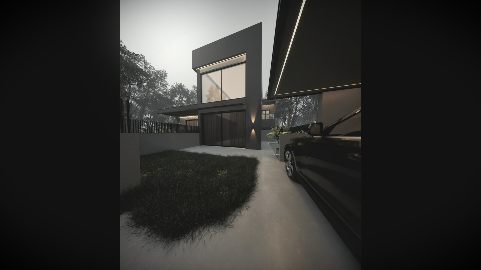 Modern Villa in Nea Erythraia — driveway and entrance volume