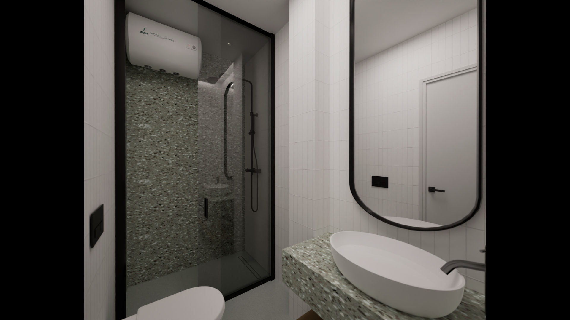 The HUB Student Apartments — bathroom with terrazzo shower