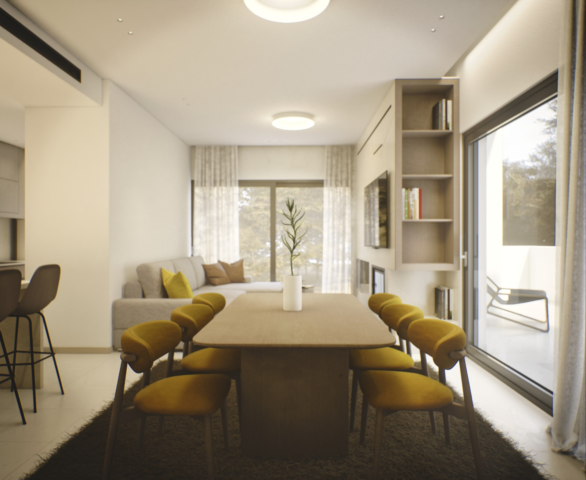 Villa in Begoulaki — dining area with garden view